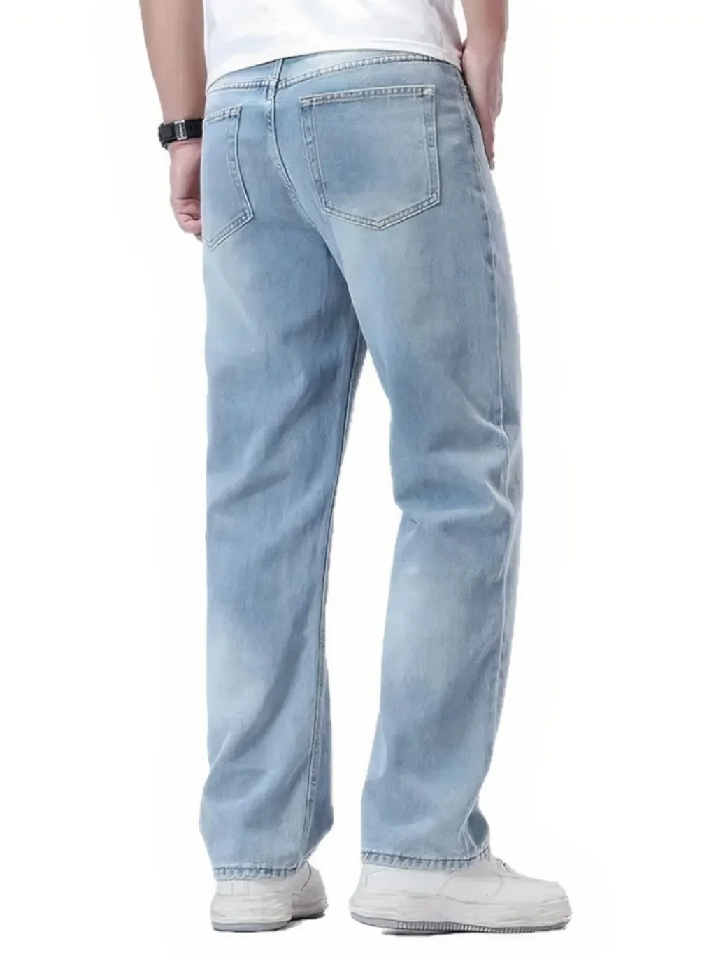 Men's Light Blue Straight Jeans, Casual Style — quality denim, made to last