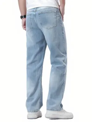 Men's Light Blue Straight Jeans, Casual Style — view 3