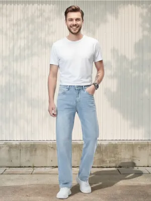 Men's Light Blue Straight Jeans, Casual Style — view 6