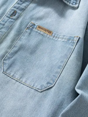 Men's Light Blue Washed Denim Shirt — view 5
