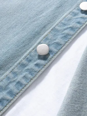 Men's Light Blue Washed Denim Shirt — view 6
