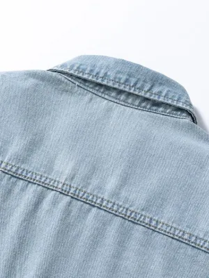 Men's Light Blue Washed Denim Shirt — view 7