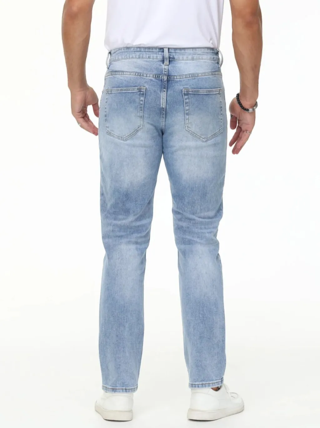 Men's Light Blue Washed Regular Jeans, Stretch Cotton — a pair designed to be worn everywhere