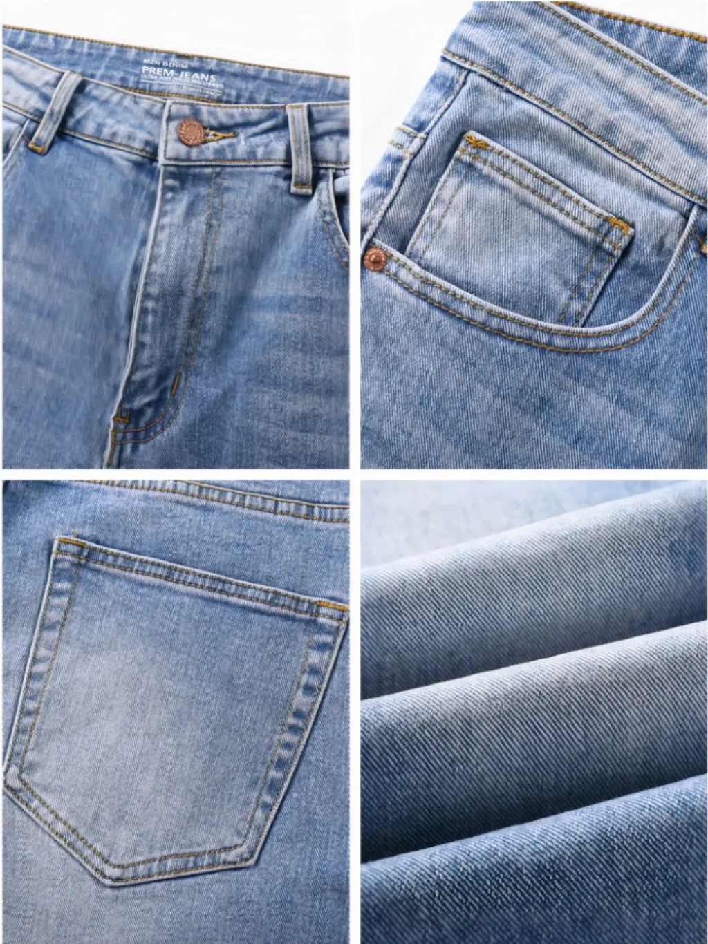 Men's Light Blue Washed Regular Jeans, Stretch Cotton — quality denim, made to last