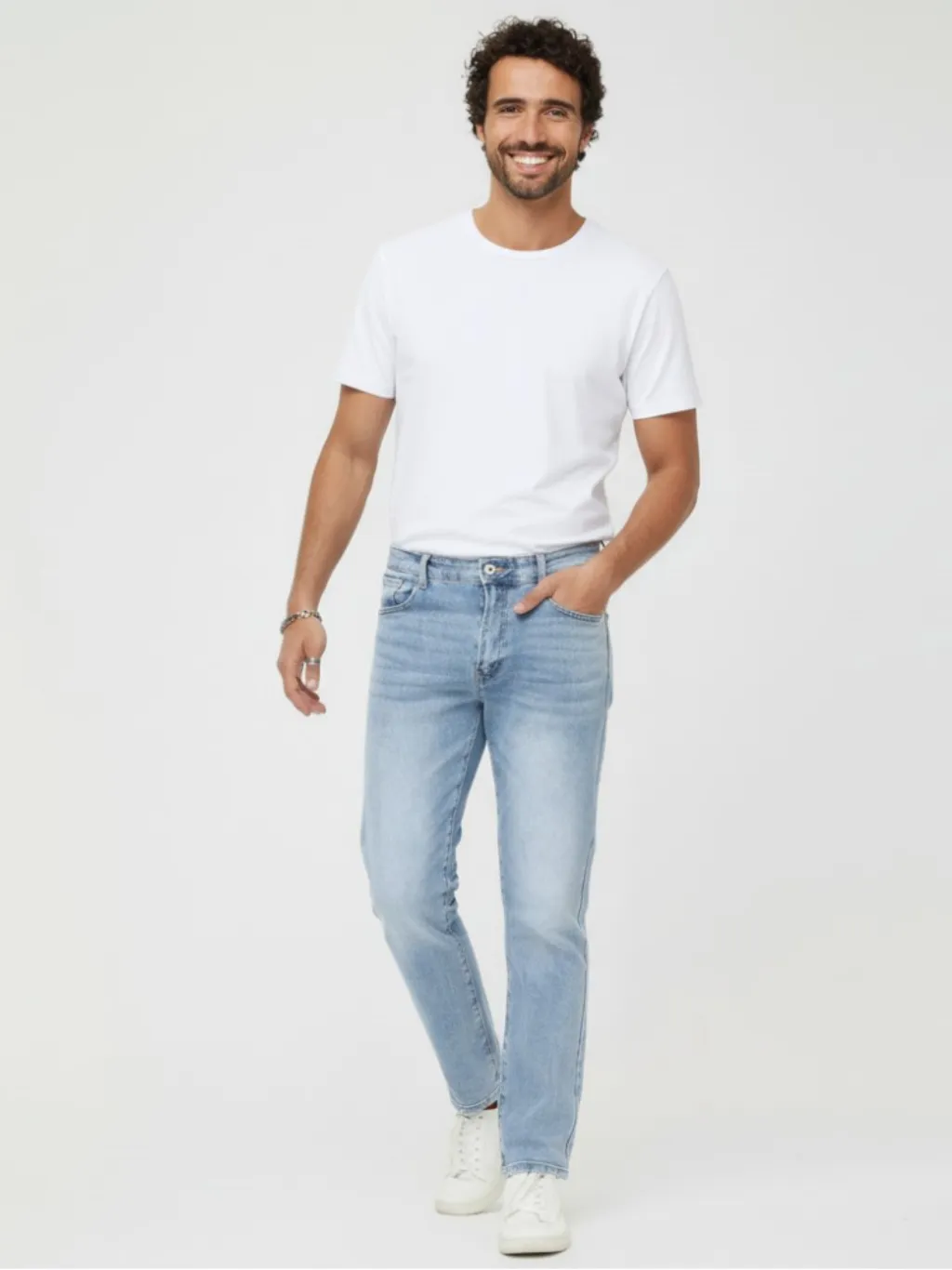 Men's Light Blue Washed Regular Jeans, Stretch Cotton — endless ways to style it