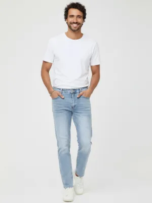 Men's Light Blue Washed Regular Jeans, Stretch Cotton — view 5