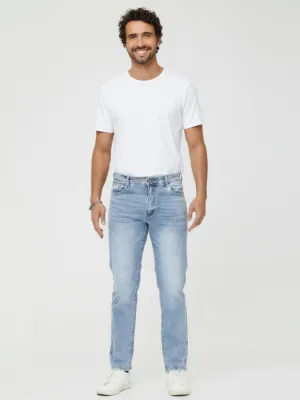Men's Light Blue Washed Regular Jeans, Stretch Cotton — view 6