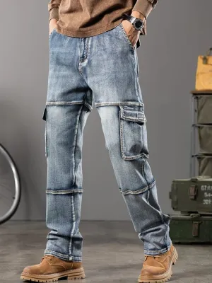 Men's Light Blue Work Jeans with Utility Pockets — view 2