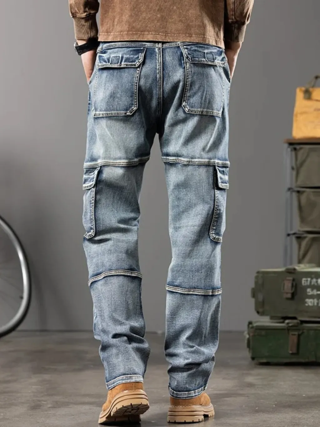 Men's Light Blue Work Jeans with Utility Pockets — endless ways to style it