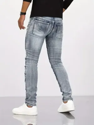 Men's Light Grey Urban Skinny Jeans — view 5