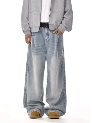 Men's Light Grey Washed Baggy Jeans — view 2