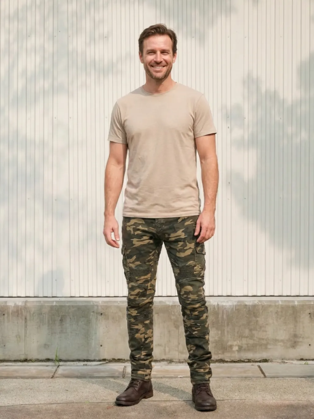 Men's Military Print Motorcycle Jeans with Protection