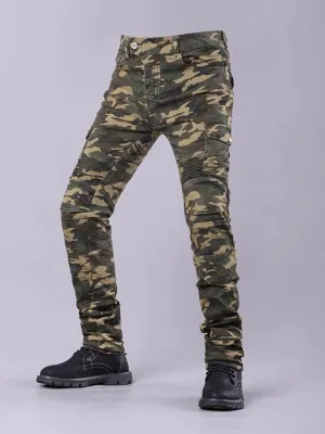 Men's Military Print Motorcycle Jeans with Protection — view 2