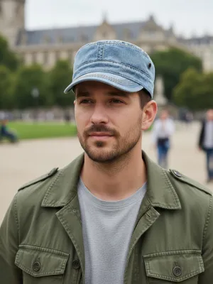 Men's Military-Style Denim Cap — view 5