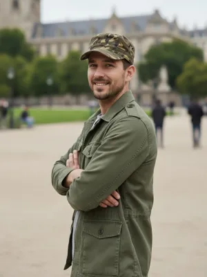 Men's Military-Style Denim Cap — view 6