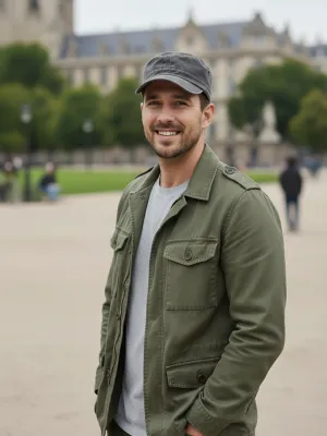Men's Military-Style Denim Cap — view 7