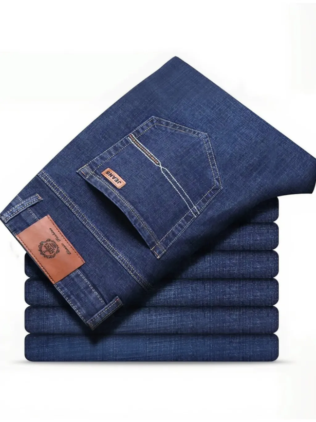Men's Navy Blue Straight Jeans, Stretch Cotton — endless ways to style it