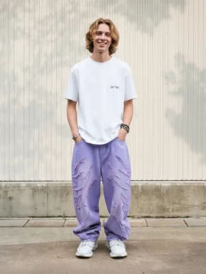 Men's Pastel Purple Distressed Baggy Jeans — view 1