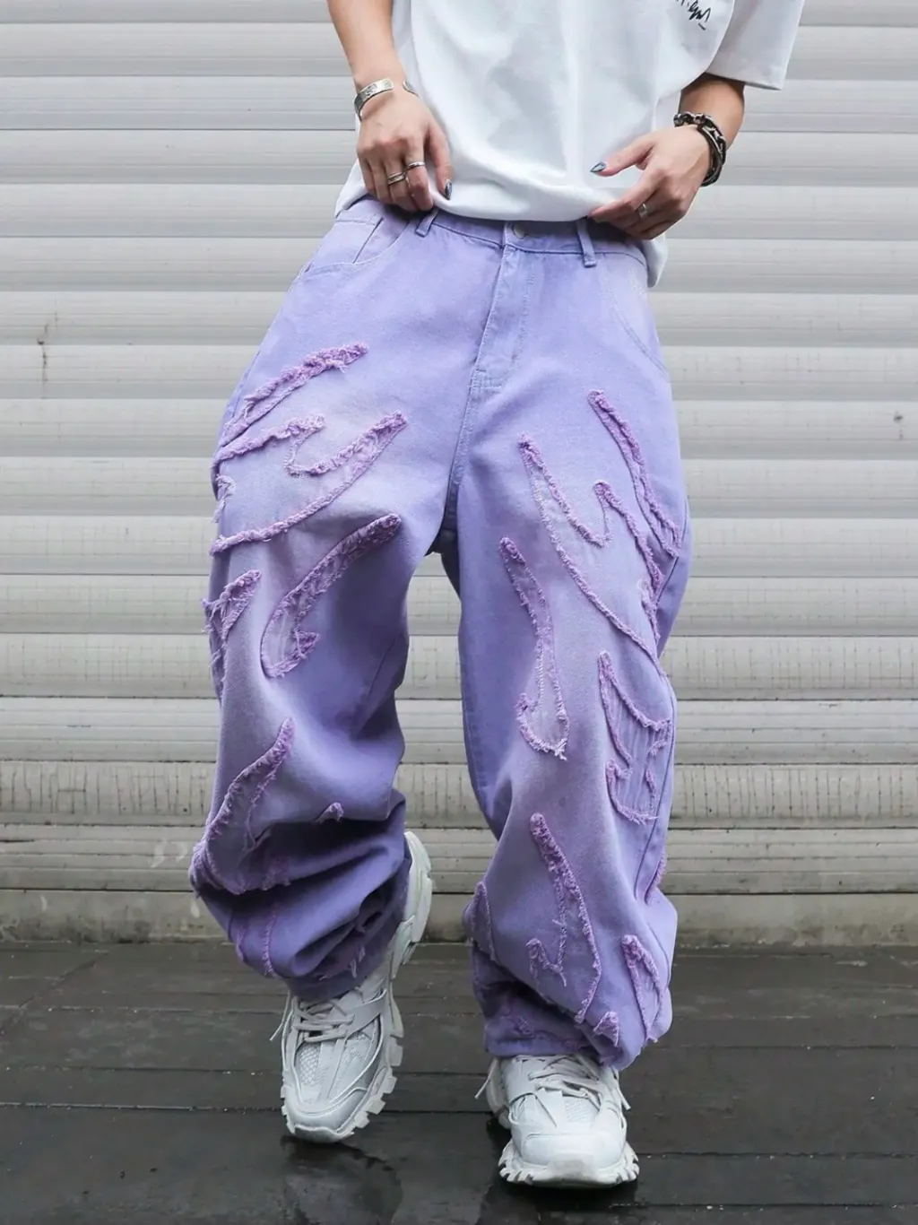 Men's Pastel Purple Distressed Baggy Jeans — a pair designed to be worn everywhere