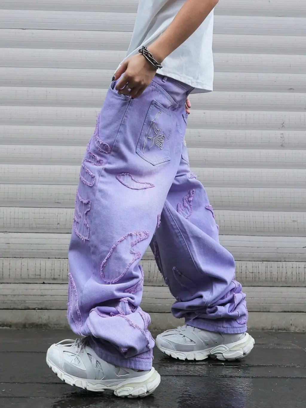 Men's Pastel Purple Distressed Baggy Jeans — quality denim, made to last