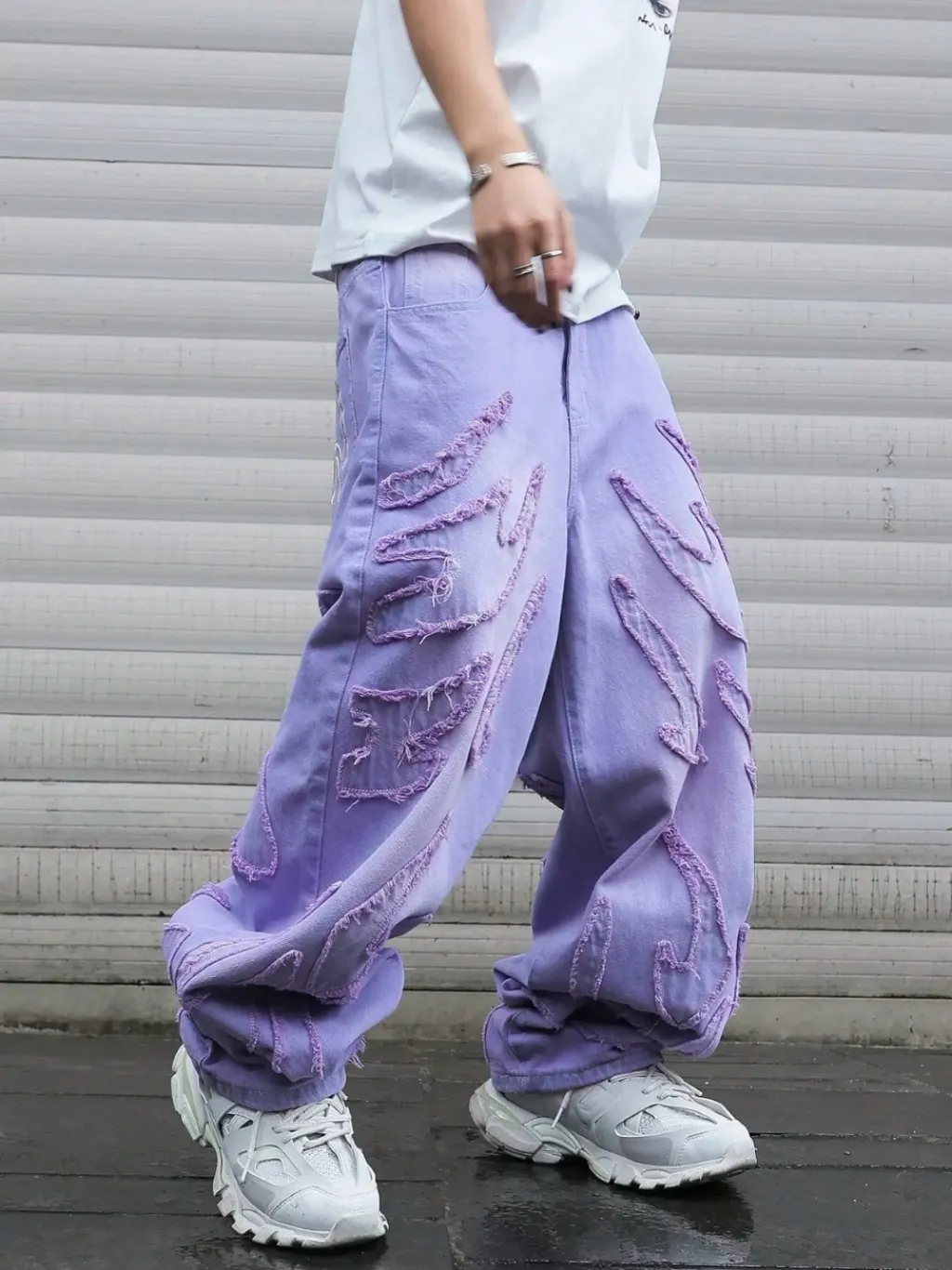Men's Pastel Purple Distressed Baggy Jeans — endless ways to style it
