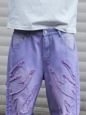 Men's Pastel Purple Distressed Baggy Jeans — view 5