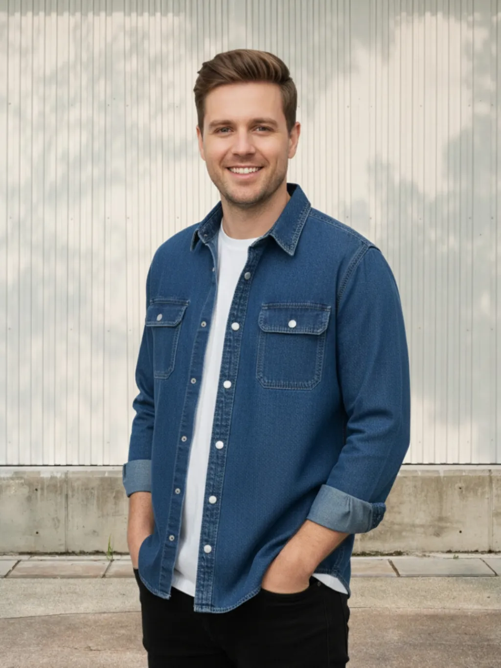 Men's Patch Pocket Denim Shirt