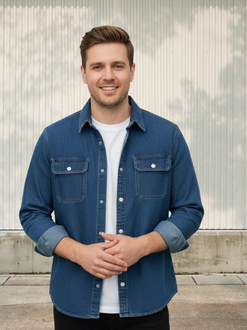 Men's Patch Pocket Denim Shirt — a pair designed to be worn everywhere