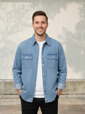 Men's Patch Pocket Denim Shirt — view 7