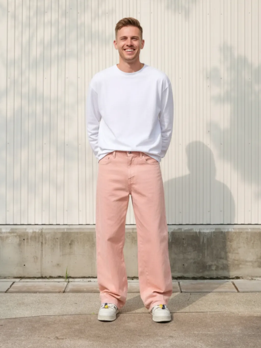 Men's Pink Loose Fit Jeans