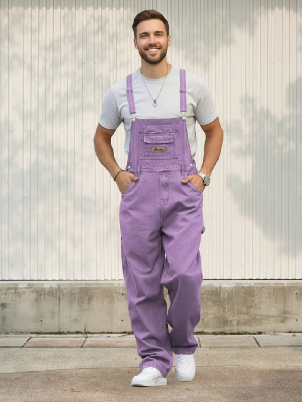 Men's Purple Denim Dungarees