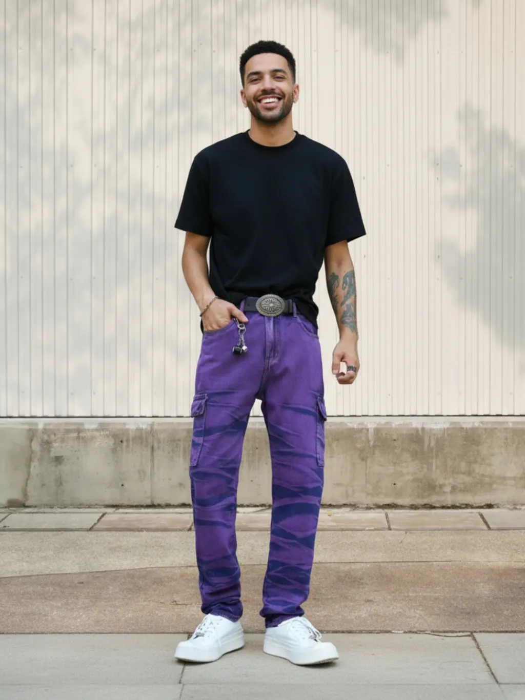 Men's Purple Jeans with Utility Pockets