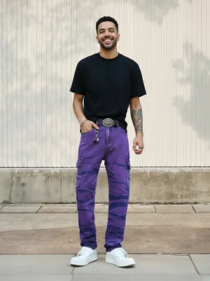 Men's Purple Jeans with Utility Pockets — view 1