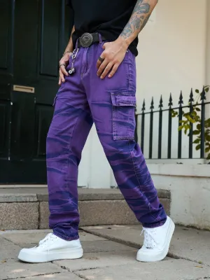 Men's Purple Jeans with Utility Pockets — view 2