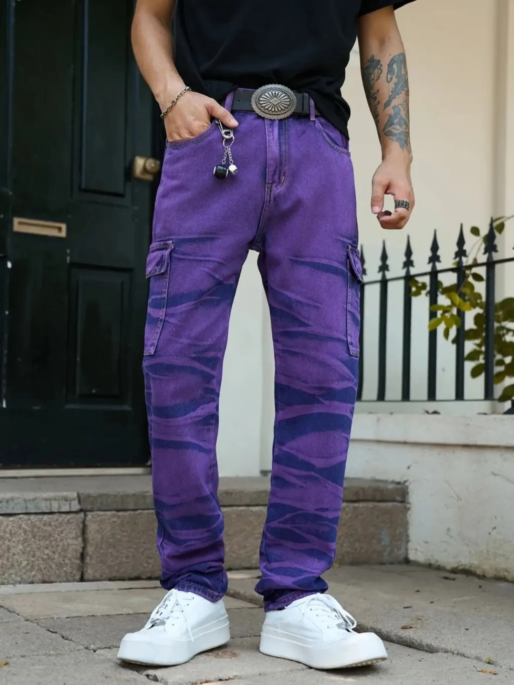 Men's Purple Jeans with Utility Pockets — quality denim, made to last