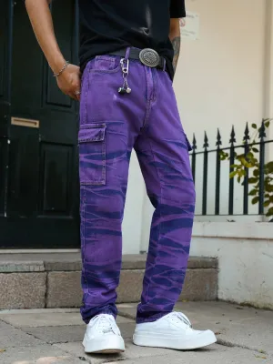 Men's Purple Jeans with Utility Pockets — view 5
