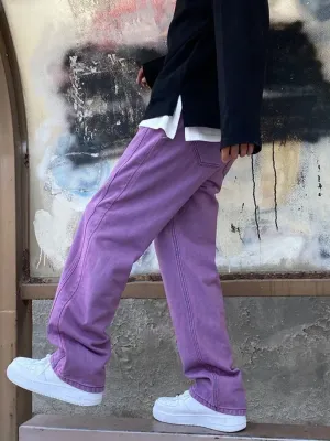 Men's Purple Loose Fit Streetwear Jeans — view 3
