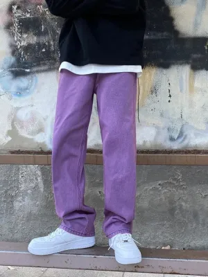 Men's Purple Loose Fit Streetwear Jeans — view 4