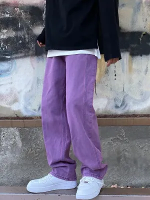 Men's Purple Loose Fit Streetwear Jeans — view 5
