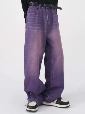 Men's Purple Washed Wide-Leg Jeans — view 3