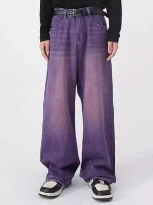 Men's Purple Washed Wide-Leg Jeans — view 4