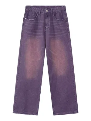 Men's Purple Washed Wide-Leg Jeans — view 5