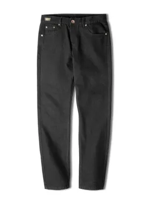 Men's Raw Black Tapered Jeans, Dense Denim — view 5