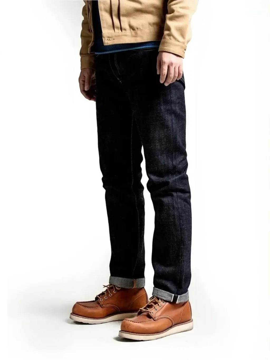 Men's Raw Dark Blue Straight Jeans, Heavy Denim — quality denim, made to last