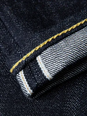 Men's Raw Dark Blue Straight Jeans, Heavy Denim — view 5