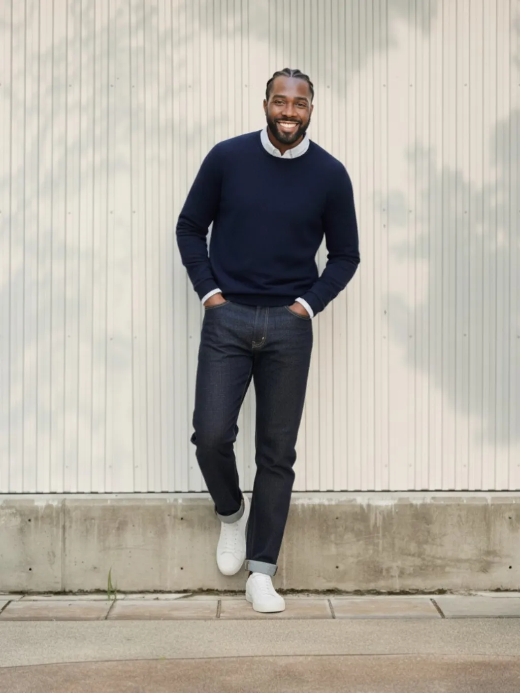 Men's Raw Straight Jeans, Contrast Orange Stitching