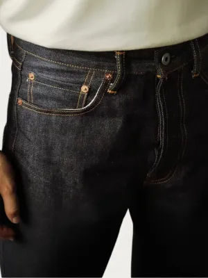 Men's Raw Straight Jeans, Contrast Orange Stitching — view 3