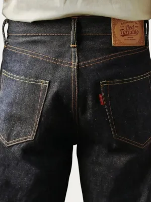 Men's Raw Straight Jeans, Contrast Orange Stitching — view 4