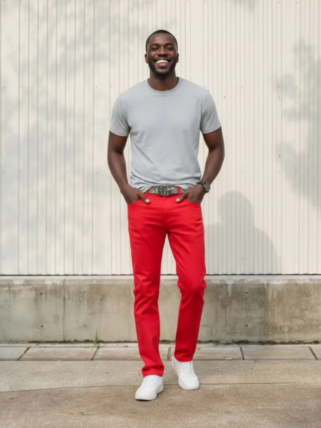 Men's Red Regular Fit Jeans
