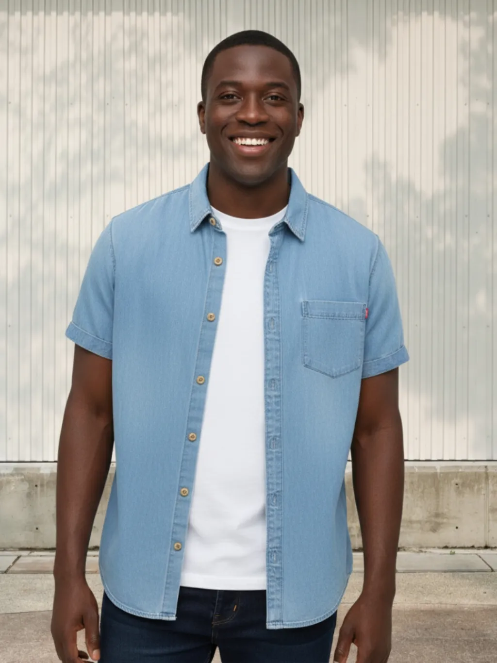 Men's Short-Sleeve Denim Shirt